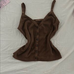 Brown Button-Up Women's Top